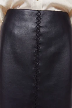 Helen Stitch Leather Skirt