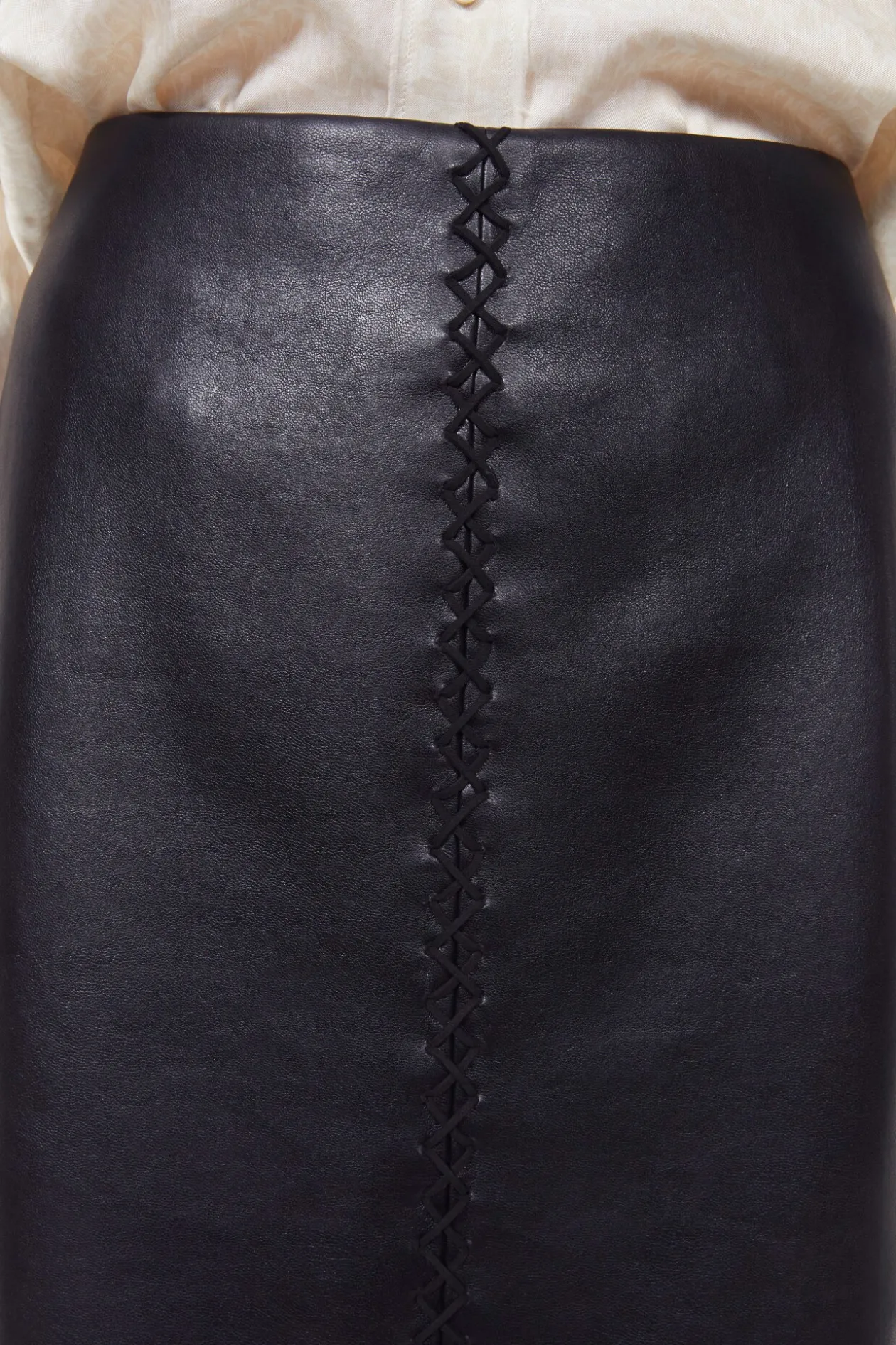 Helen Stitch Leather Skirt