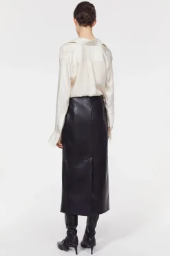 Helen Stitch Leather Skirt