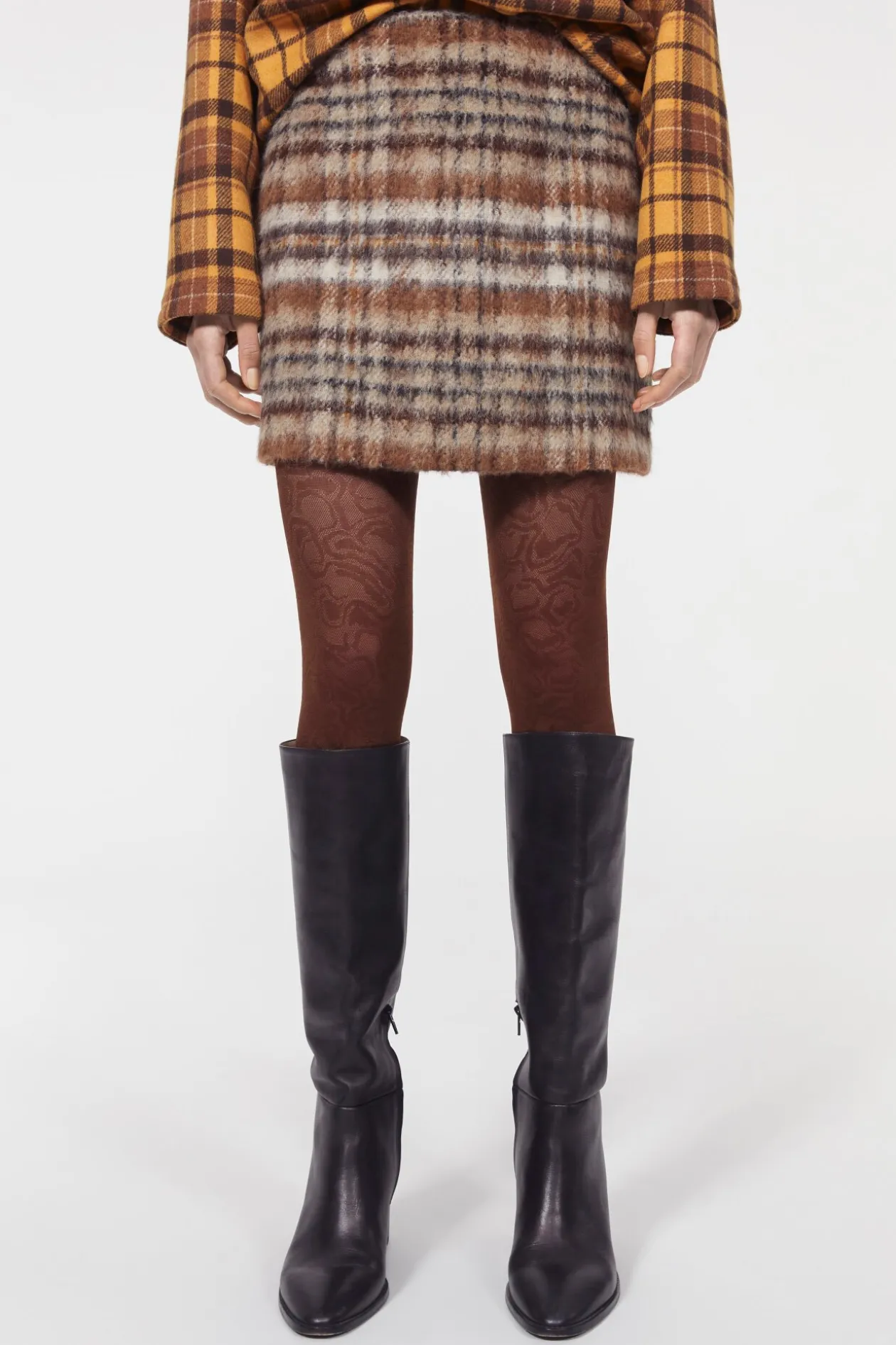 Seine Brushed Check Skirt